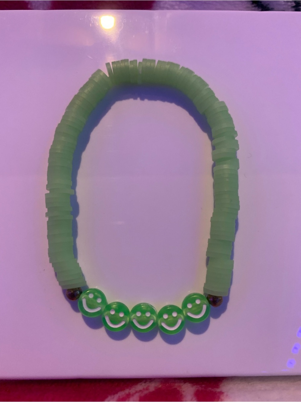 Green Smile Face Beaded Bracelet